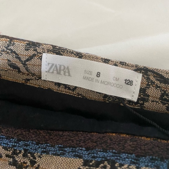 NWT Zara Taupe Brown Jacquard Girl Wrap Style Skirt Size:8 - Picture 4 of 10